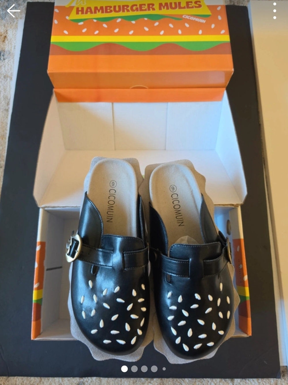 Black Leather Seed-Detail Clogs